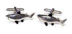 Hand Painted Enamel & Sterling Silver Shark Cufflinks