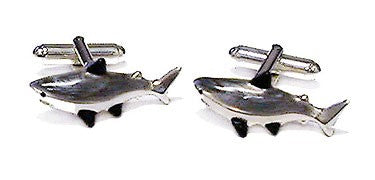 Hand Painted Enamel & Sterling Silver Shark Cufflinks