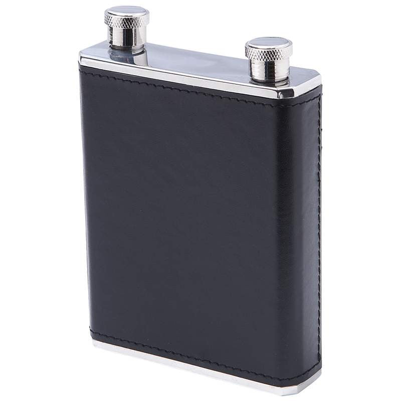 Black & Brown Faux Leather Wrap Dual Flask - Executive Gift Shoppe
