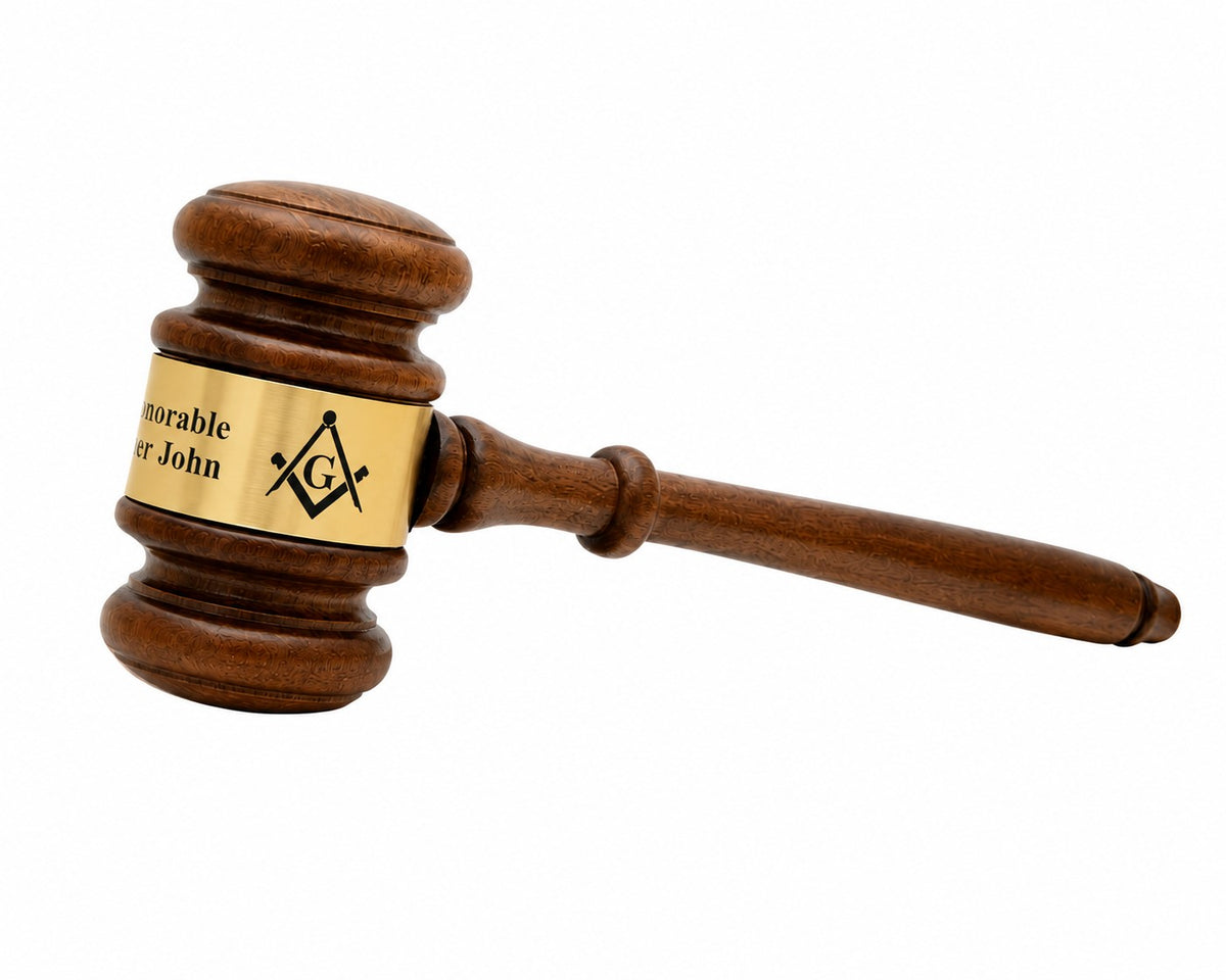 Masonic Wooden Gavel With Personalized Gold Band