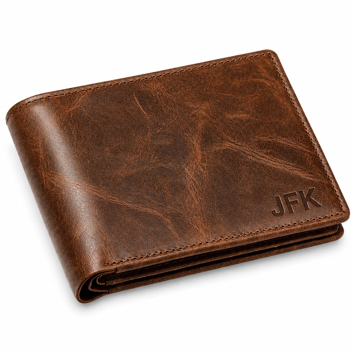 Executive Collection RFID Blocking Brown Leather Bifold Wallet with Double ID Holder