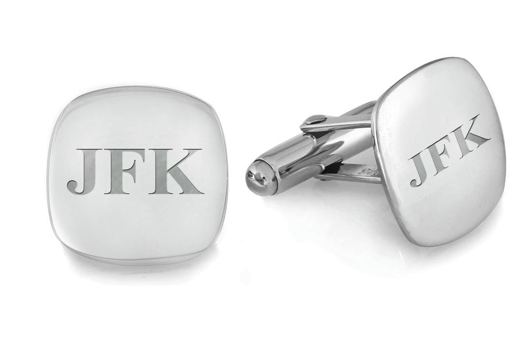 Sterling Silver Cushion Collection Engravable Cufflinks