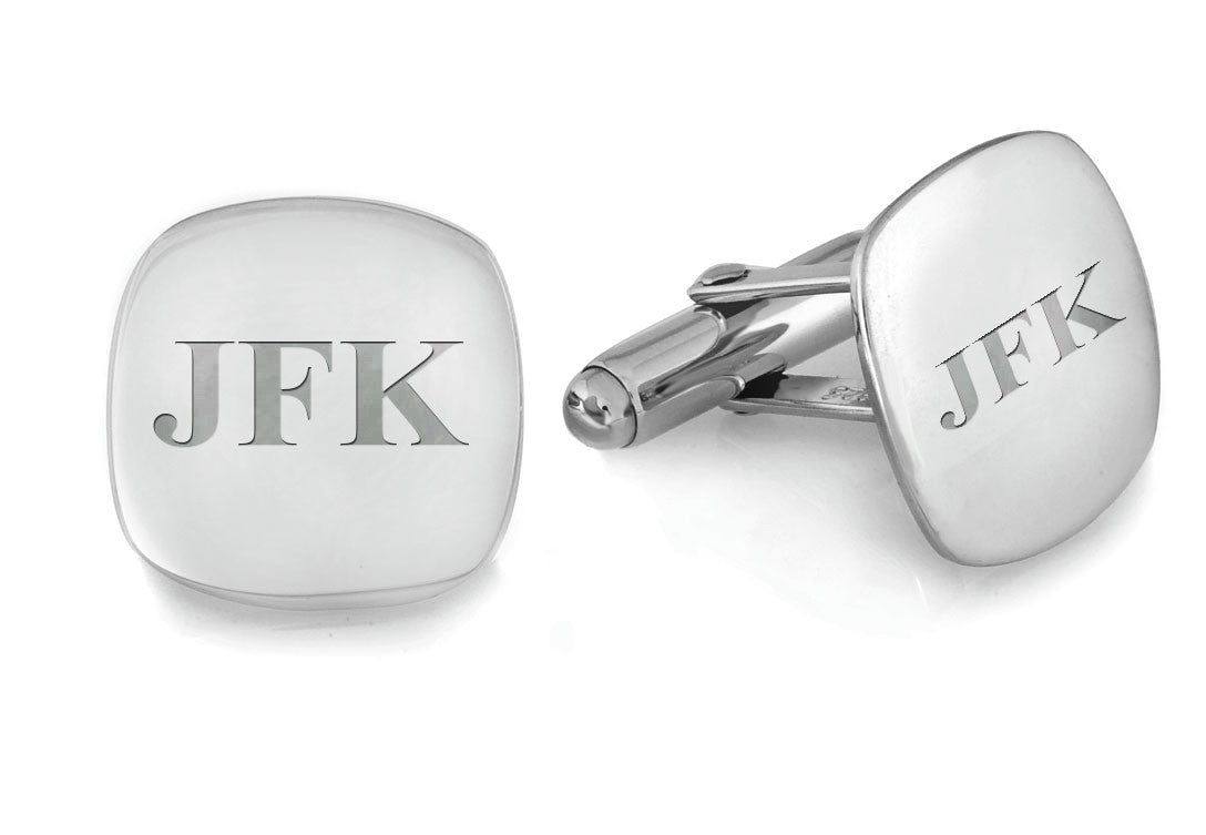 Sterling Silver Cushion Collection Engravable Cufflinks