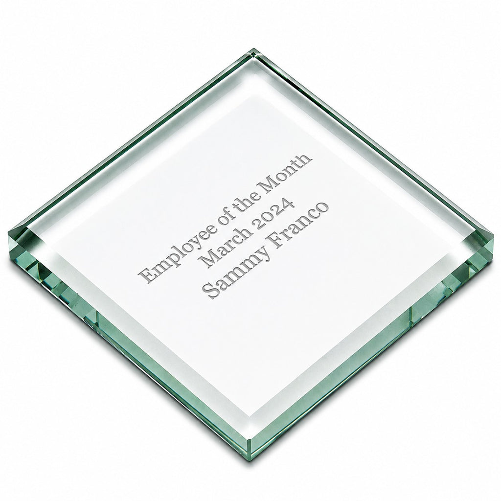 Jade Glass Square Paperweight with Free Laser Engraving