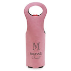 Full Name Monogram Pink Leatherette Wine Carrier
