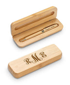 Script Monogram Theme Laser Engrave Bamboo Pen and Box Set