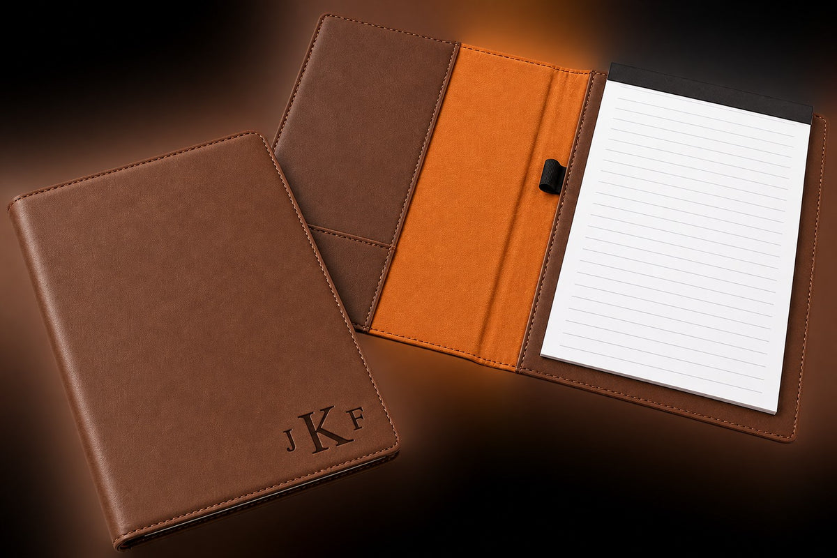 Brown Small Portfolio & Notebook with Roman Monogram