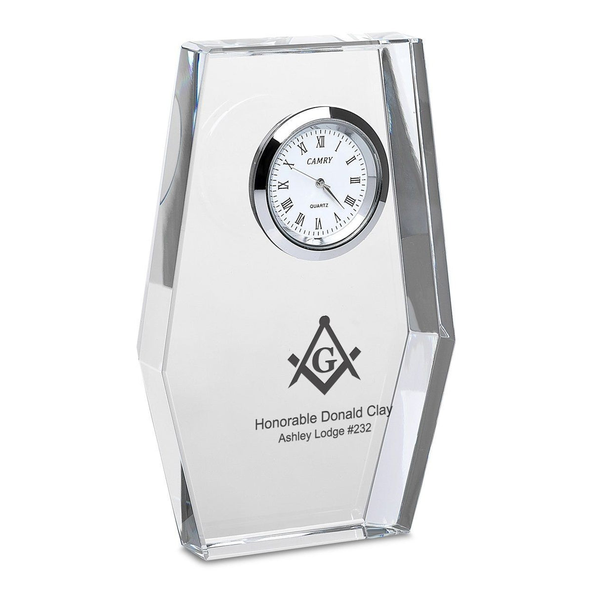 Masonic Personalized Crystal Desk Clock