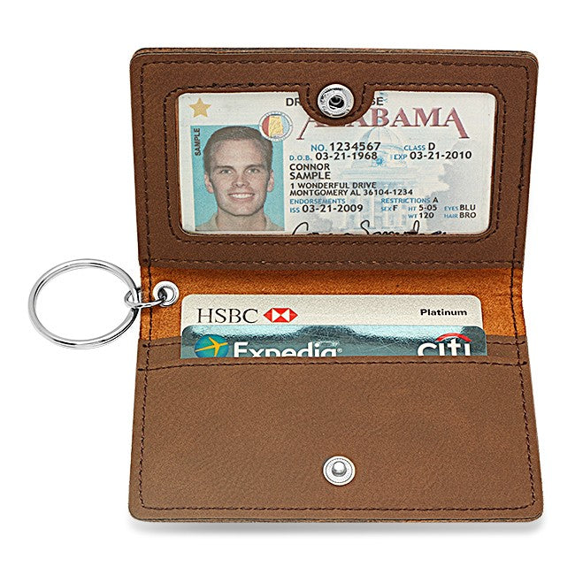 Initial Monogram Dark Brown ID Holder & Keychain
