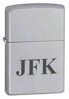 Satin Chrome Engraved Zippo Lighter - ID# 205