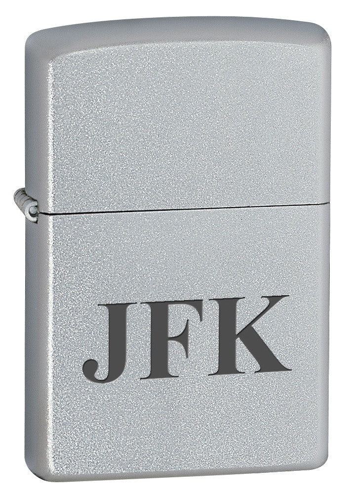 Satin Chrome Engraved Zippo Lighter - ID# 205
