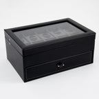 Black Leather 10 Watch Valet