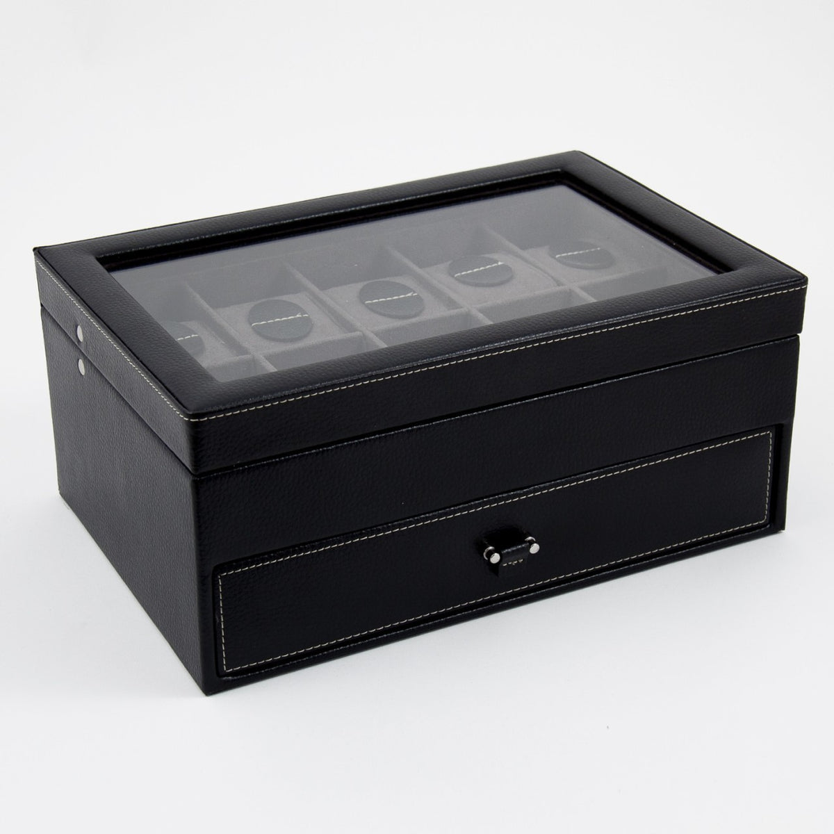Black Leather 10 Watch Valet