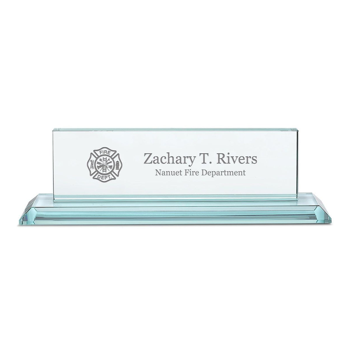 Distinguished Collection Firefighter Theme Personalized Crystal Desktop Name Plate