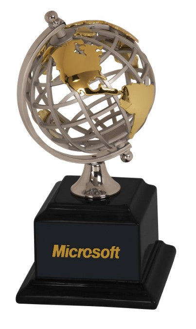Personalized Silver & Gold Tone Spinning Globe Award