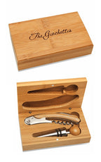 Personalized Bamboo 2 Piece Wine Tool Set - Executive Gift Shoppe