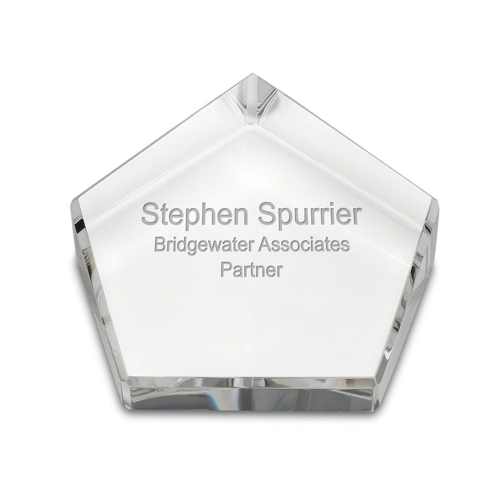Laser Engraved Five Sided Paperweight & Desktop Award