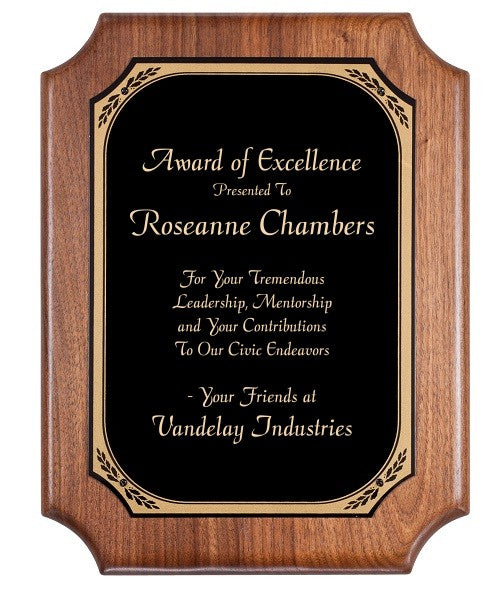 Walnut Plaque With Black Brass Engraving Plate - PC580