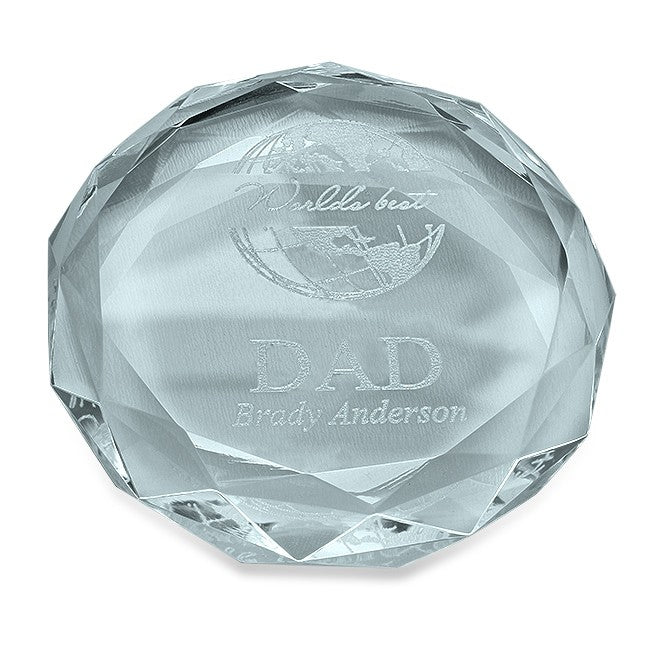 World's Best Dad Round Glass Paperweight