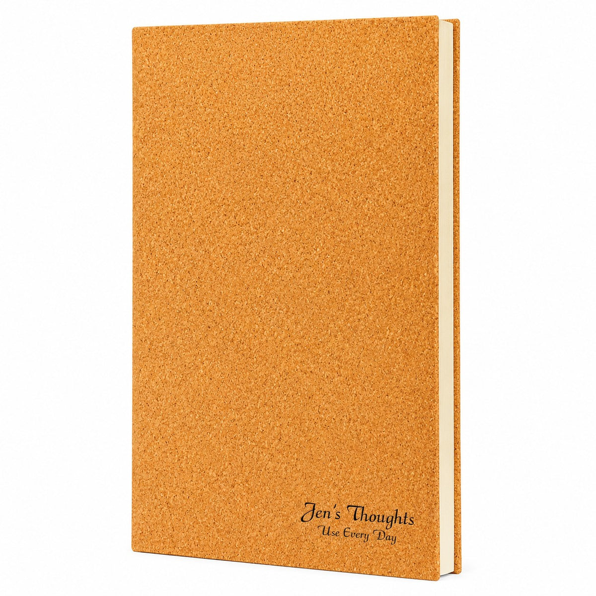 Personalized Cork Journal with Black Satin Bookmark