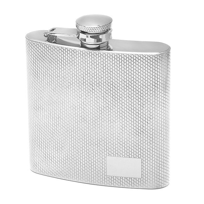 6 Ounce Diamond Finish Engraved Flask - Executive Gift Shoppe