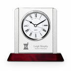 Prestige Collection Pharmacist Theme Personalized Rosewood, Glass & Steel Desktop Clock