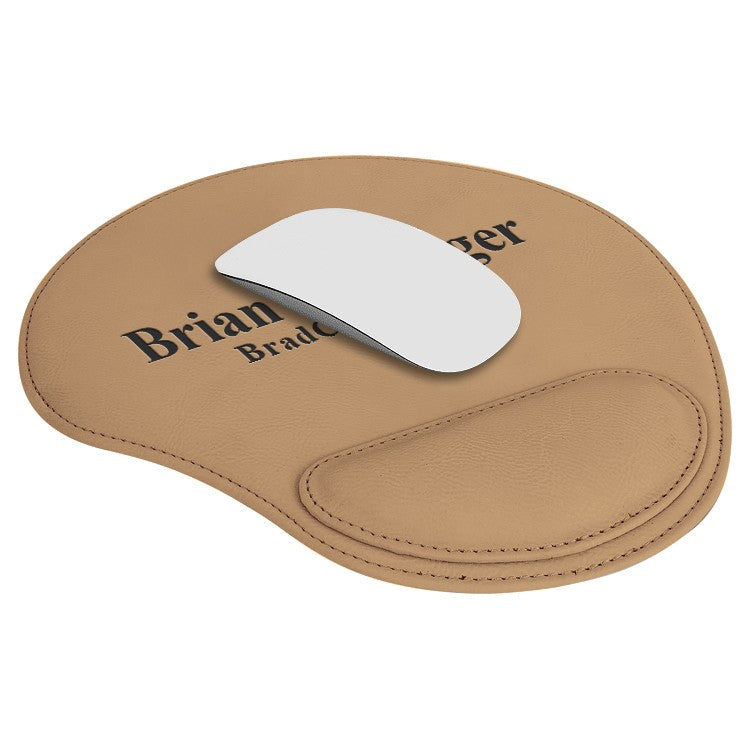 Personalized Light Brown & Black Leatherette Mousepad