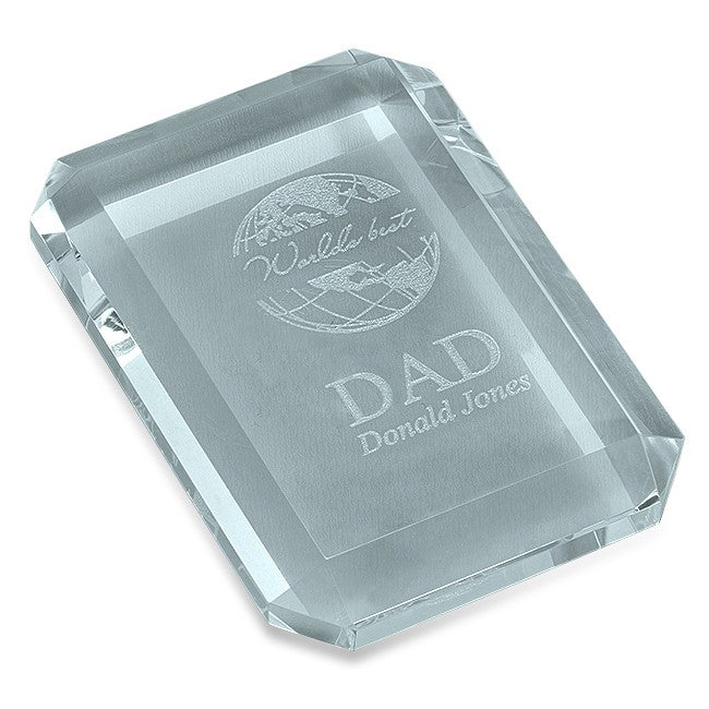 World's Best Dad Rectangular Glass Paperweight
