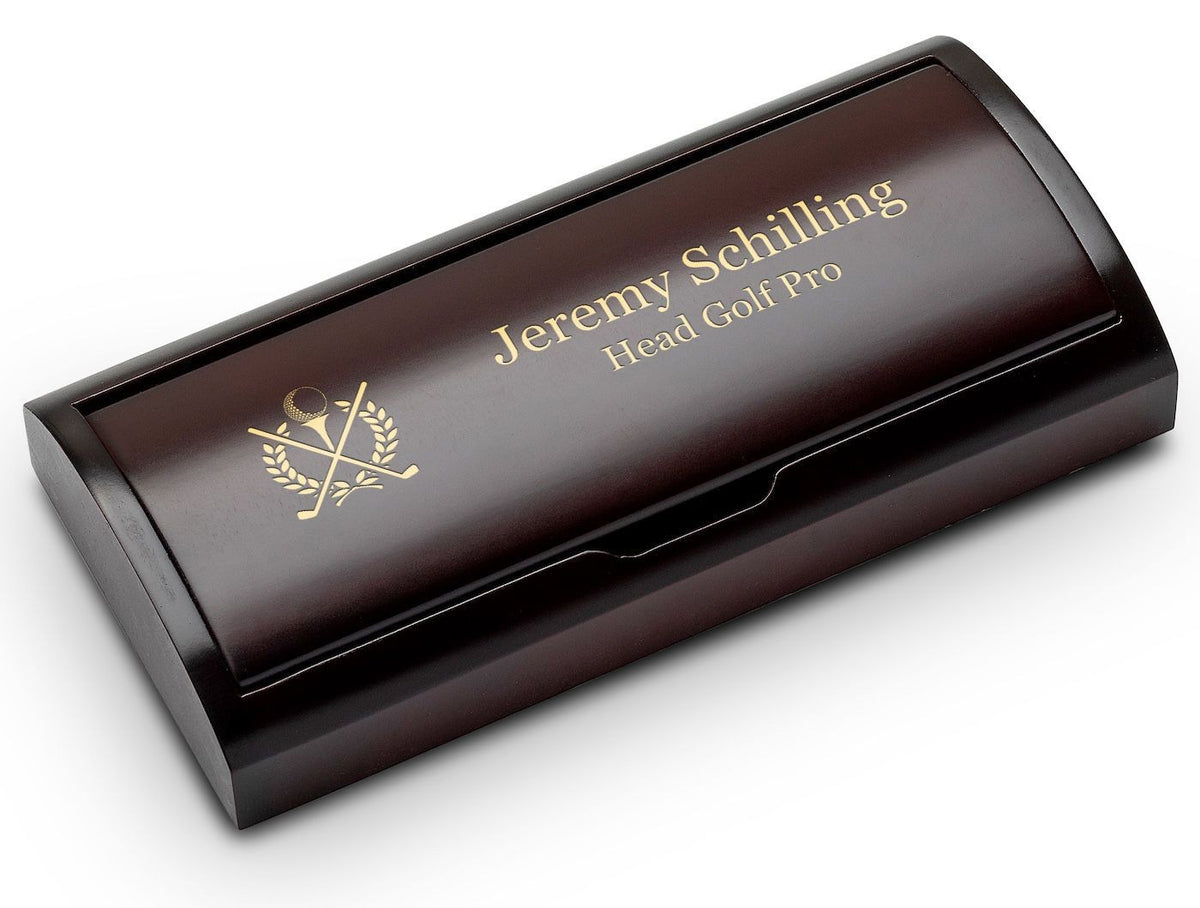 Crossing Golf Clubs Laser Engraved Double Pen Set with Wood Box