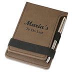 Personalized Brown Leatherette Notepad & Pen