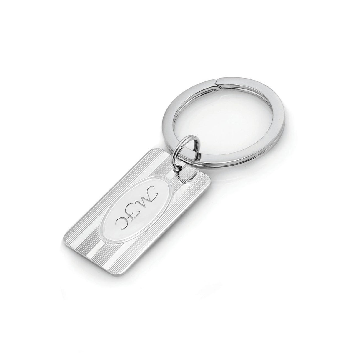 Pinstripe Collection Sterling Silver Personalized Key Ring