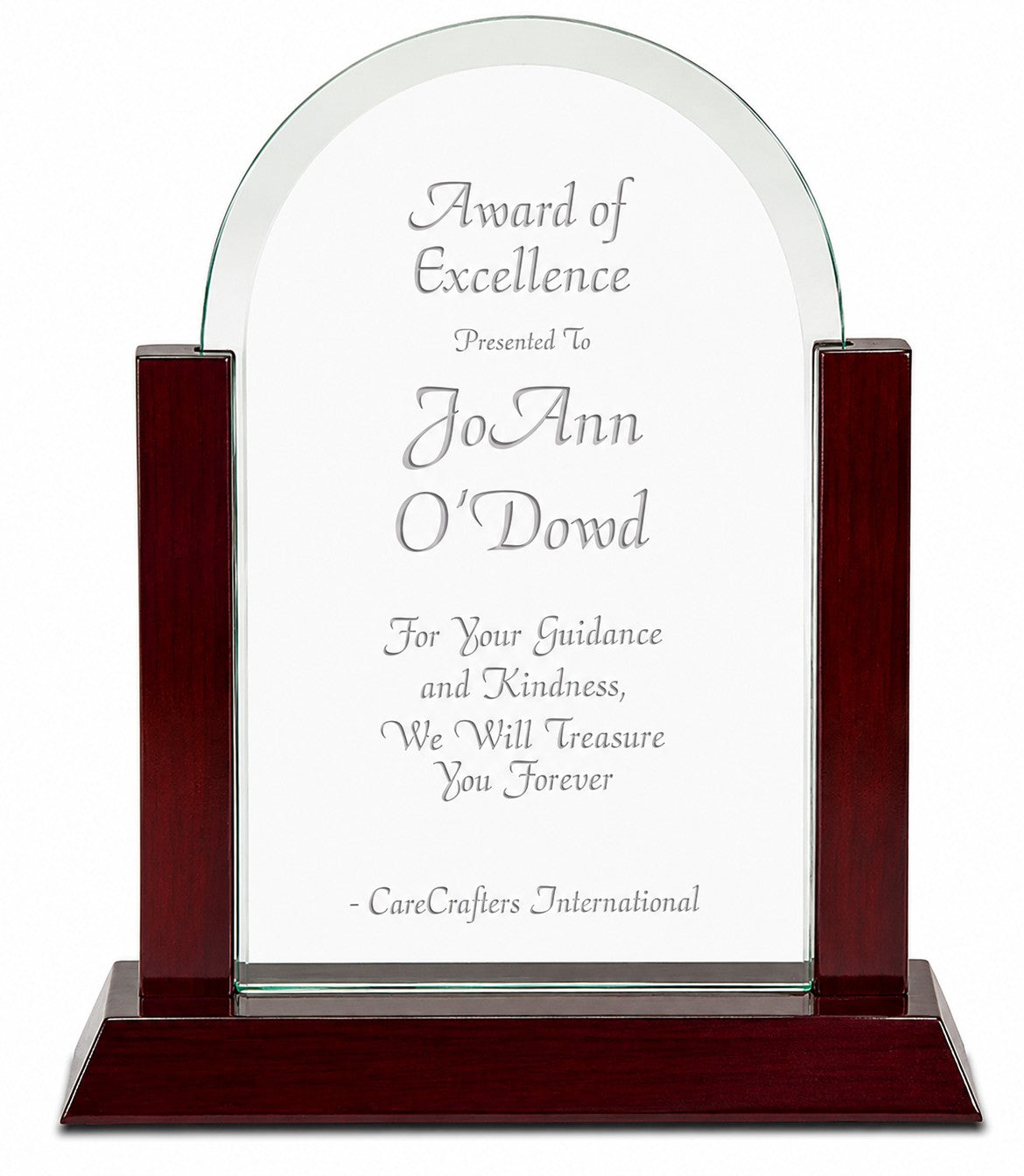 Dome Jade Glass & Mahogany Award