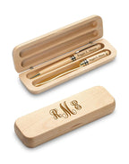 Script Monogram Personalized Cherrywood Ballpoint Pen & Letter Opener Set