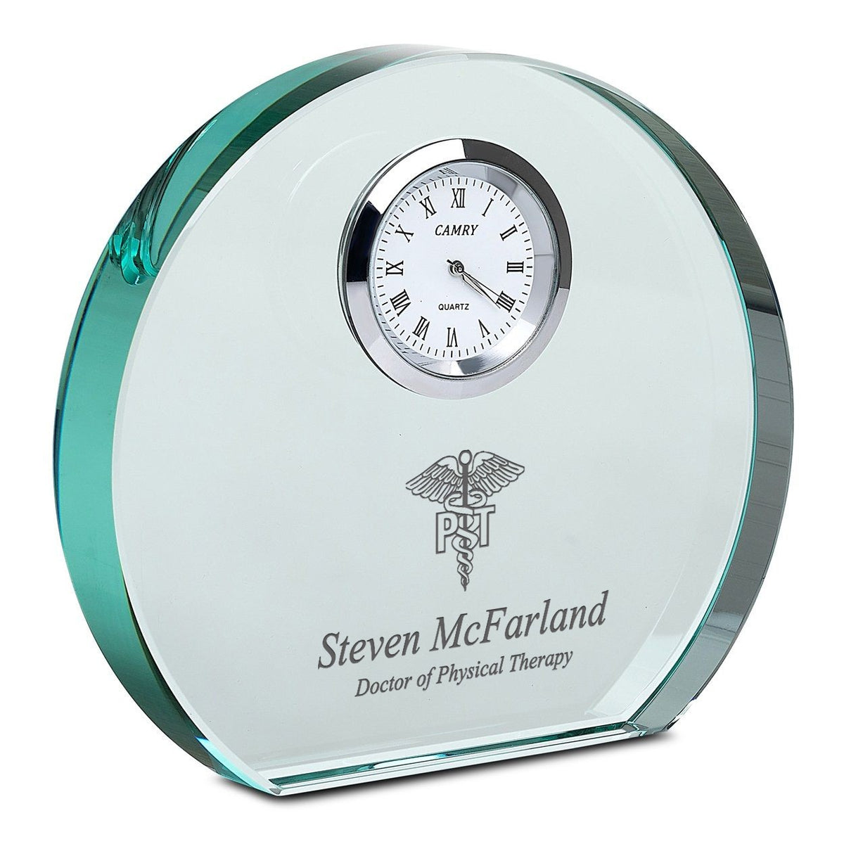 Physical Therapist Personalized Round Crystal Desk Clock