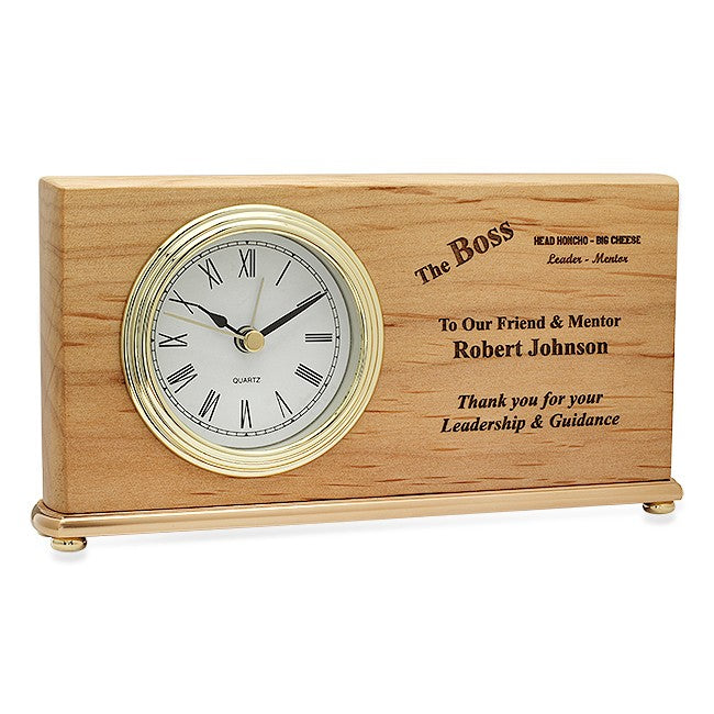 The Boss Red Alder Desk Clock