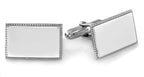 Sterling Silver Rectangular Beaded Engravable Cufflinks