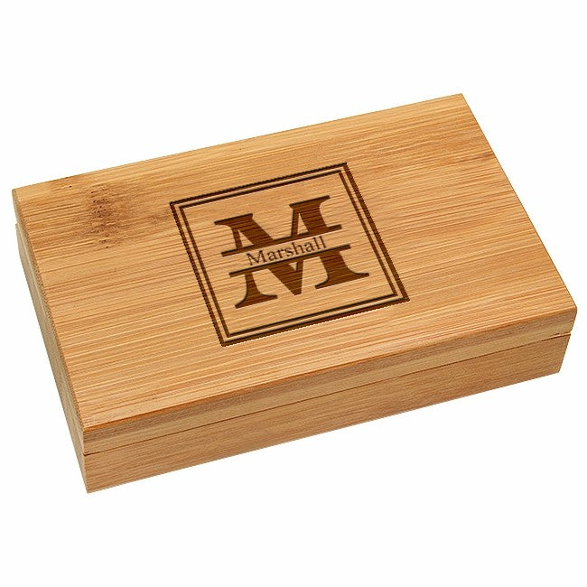 Split Monogram Bamboo 4 Piece Wine Tool Set