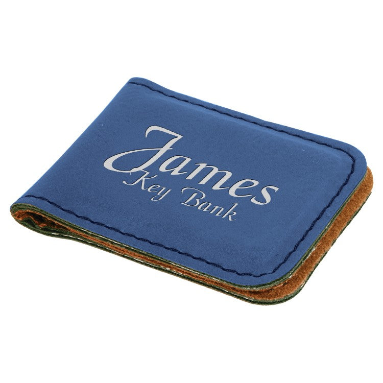Personalized Blue & Silver Magnetic Money Clip