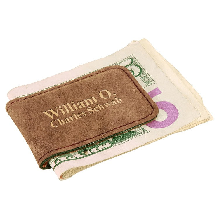 Personalized Rustic Brown Magnetic Money Clip