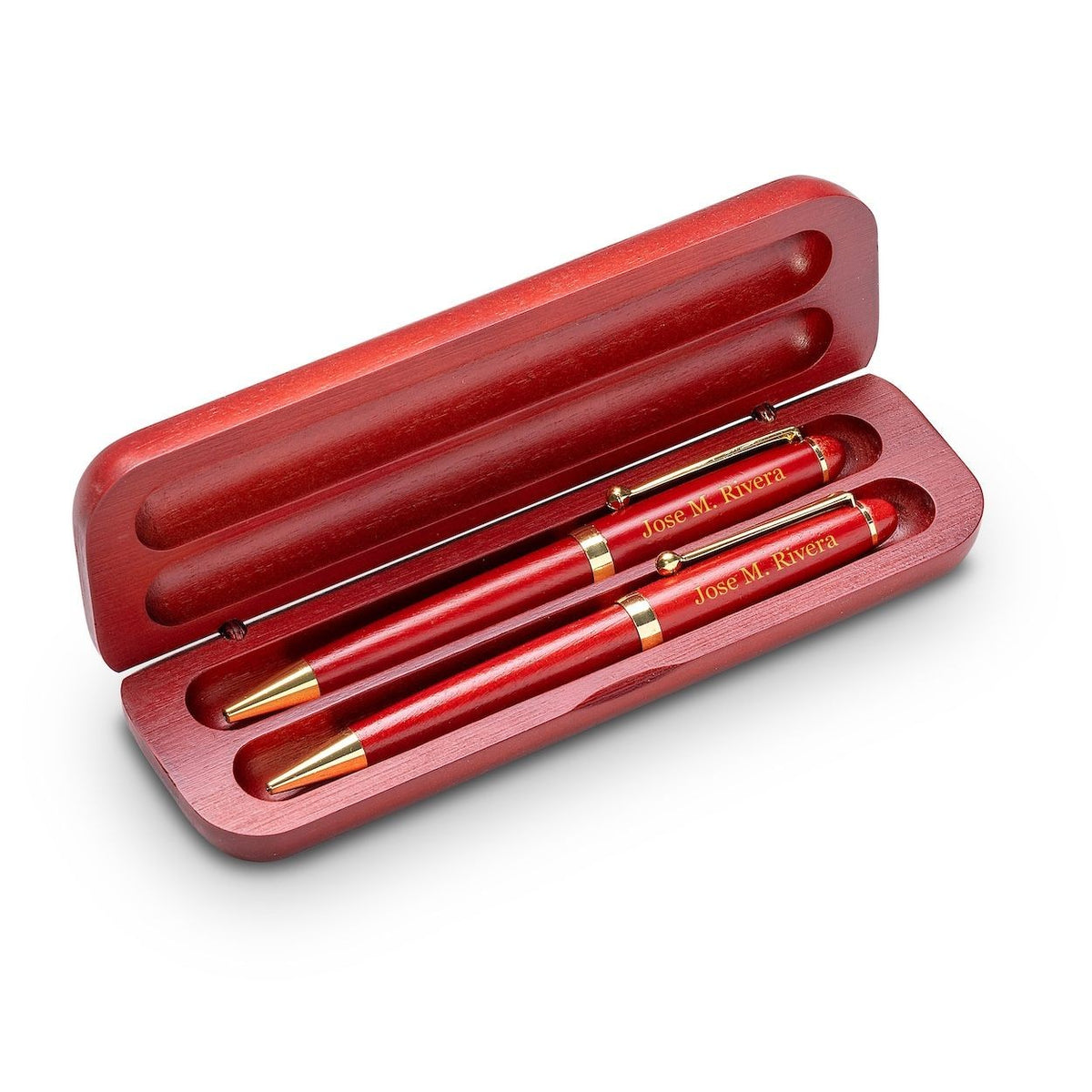 Coast Guard Theme Personalized Cherry Finish Pen and Pencil Set
