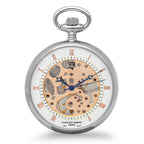 Silver & Rose Gold Open Face Charles Hubert Pocket Watch & Chain #3801 - Executive Gift Shoppe
