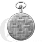 Basketweave Silver Mechanical Charles Hubert Pocket Watch & Chain #3841-WR - Executive Gift Shoppe