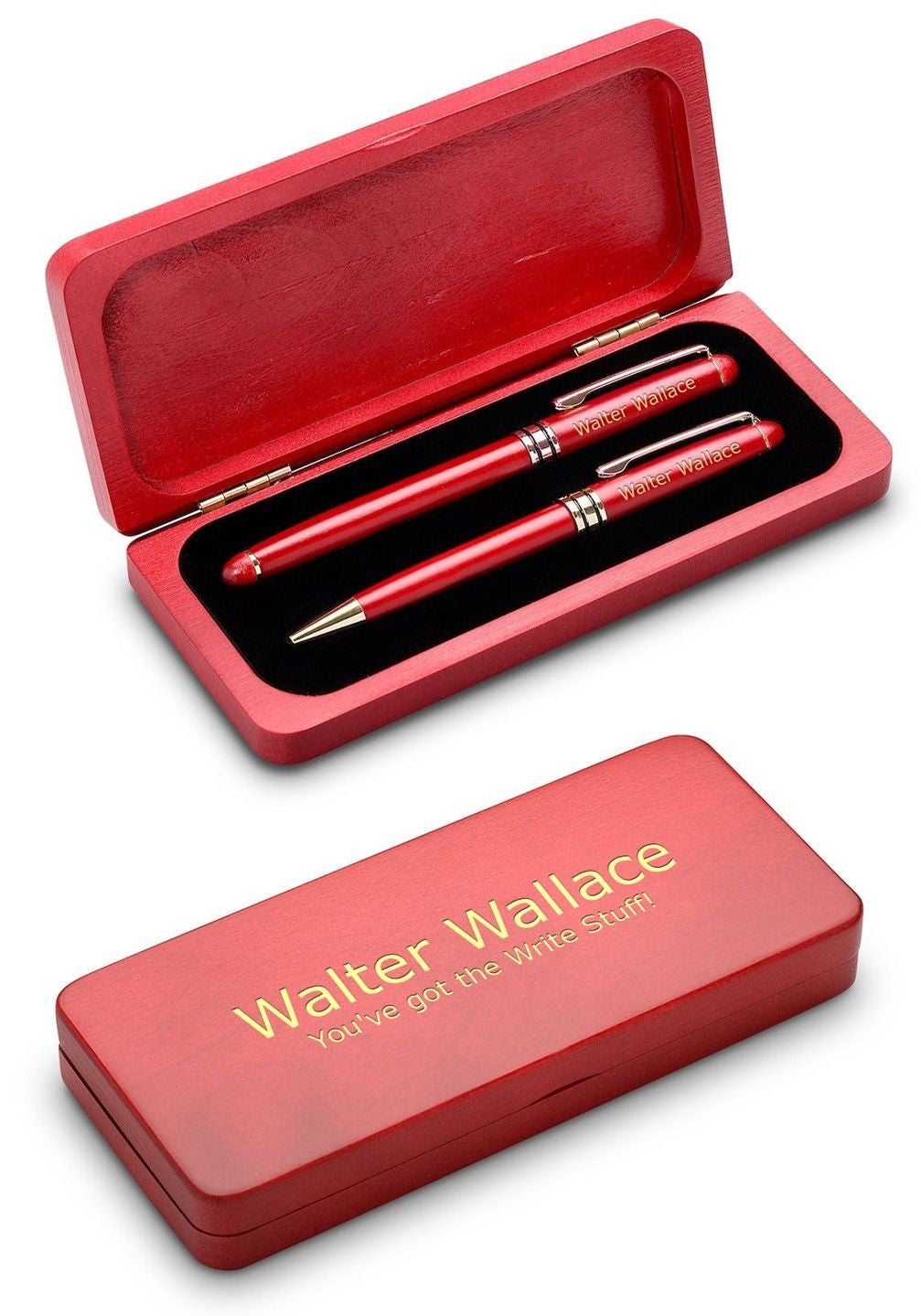 Elegance Collection Personalized Cherrywood Ballpoint Pen & Fountain Pen Set