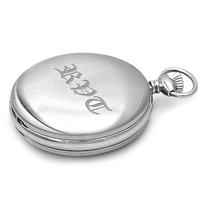 Brushed Stainless Steel Mechanical Pocket Watch & Chain - Executive Gift Shoppe