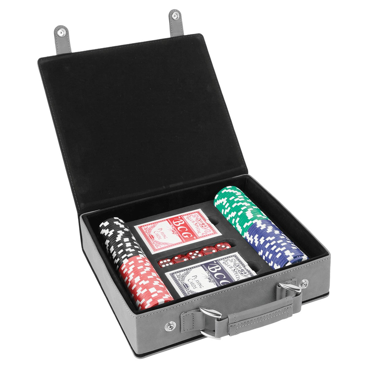 Personalized Gray & Black 100 Chip Poker Set