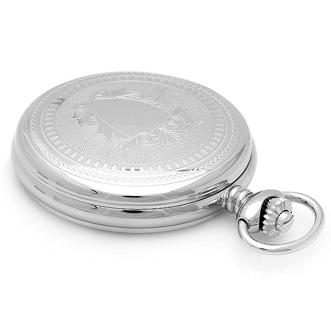 Polished Silver Quartz Pocket Watch & Chain - Executive Gift Shoppe