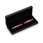 Silver & Pink Leatherette Click Action Ballpoint Pen - Free Personalization