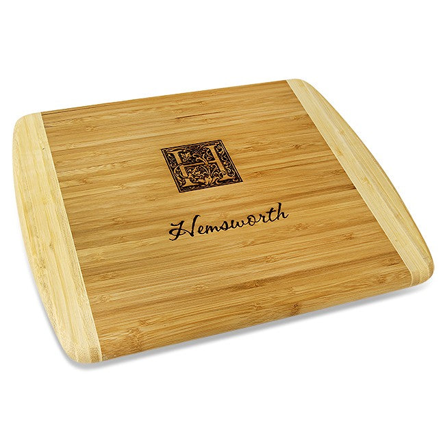 Monogram Large Two Tone Bamboo Cutting Board - Executive Gift Shoppe