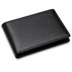 Executive Collection RFID Blocking Black Leather Slim Front Pocket Wallet