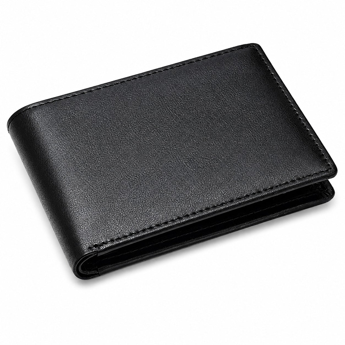 Executive Collection RFID Blocking Black Leather Slim Front Pocket Wallet